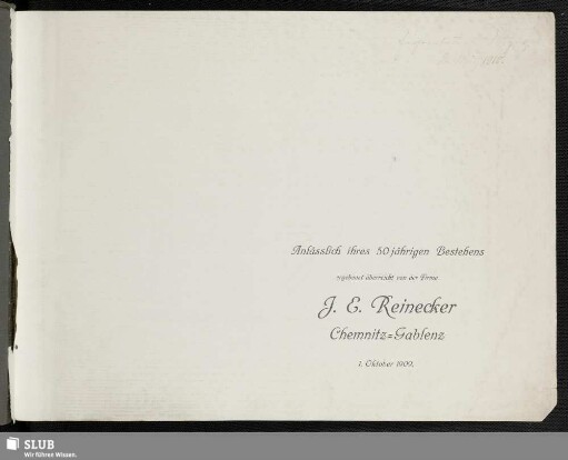 J.E. Reinecker : 1859 - 1909 : anlässlich ihres 50jährigen Bestehens