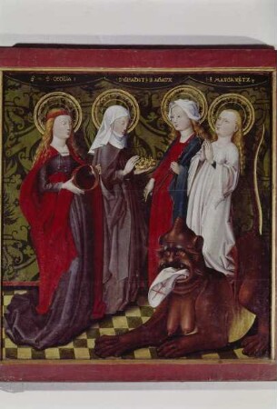 Flügelaltar — Altar im geschlossenen Zustand — Die Heiligen Cäcilia, Elisabeth, Agatha und Margaretha