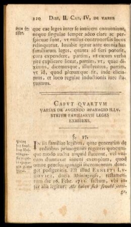 Caput Quartum Varias de Augendo Apanagio Illustrium Familiarum Leges Exhibens