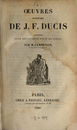 Oeuvres posthumes de J. F. Ducis