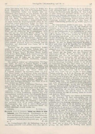 347-349 [Rezension] Meinhold, Johannes, Sabbat und Woche im Alten Testament, eine Untersuchung