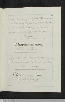 Chapitre troisieme. Premiere position