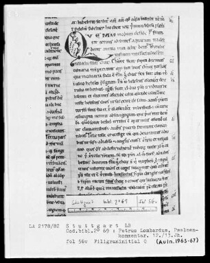 Petrus Lombardus, Commentarius in Psalmos — Initiale Q, Folio 56verso