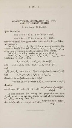 Geometrical summation of two trigonometric series.