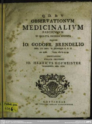 Observationum Medicinalium Fasciculum
