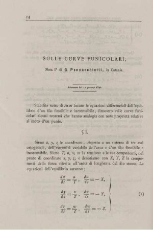 Sulle curve funicolari.