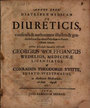 Diatribe med. de diureticis