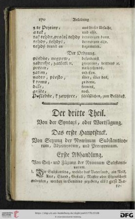 Der dritte Theil: Von der Syntaxi, oder Wortfuegung