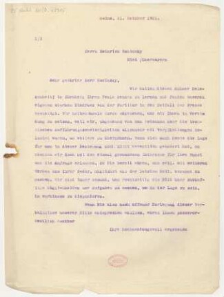Brief an Heinrich Kaminski : 21.10.1921