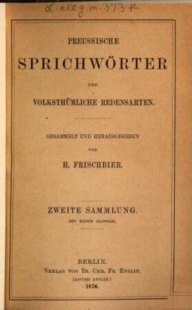 Preußische Sprichwörter und volksthümliche Redensarten, 2