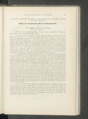 Beitrag zum diagnostischen Wert der Röntgenstrahlen.