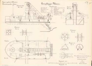 Dampfbagger »Masur«: Ansicht, Schnitte, Details 1:33,3, 1:10