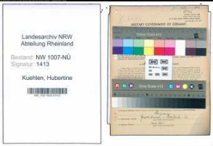 Entnazifizierung Hubertine Kuehlen , geb. 26.05.1909 ()