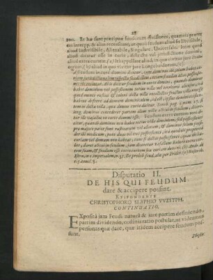 Disputatio II. De His Qui Feudum dare & accipere possint. Respondente Christophoro Slaphio