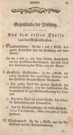 Gegenstände der Prüfung