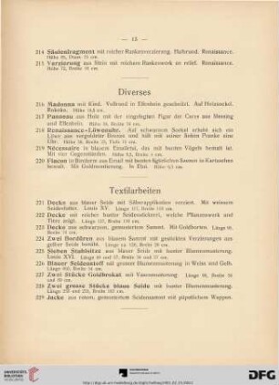 Textilarbeiten (Nr. 221-229)