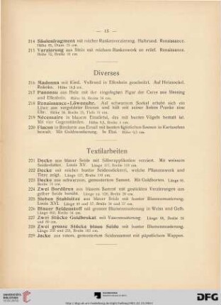 Textilarbeiten (Nr. 221-229)