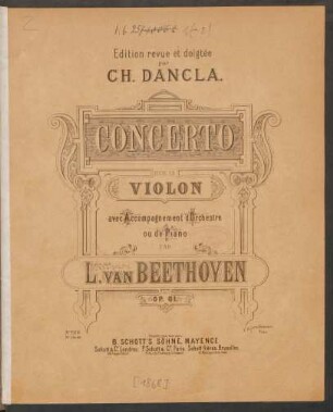 Concerto pour le violin avec accompagnement d'orchestre ou de piano : op. 61