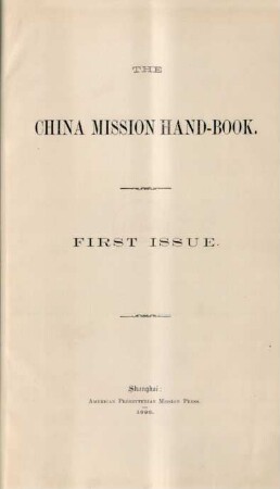 The China mission hand-book