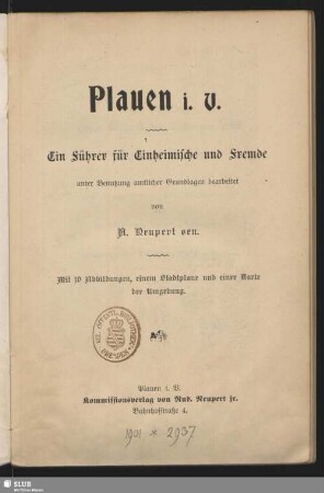 Plauen i.V. : ein Führer für Einheimische und Fremde