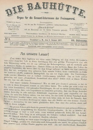 No. 1. Frankfurt a.M., den 6. Januar 1917. 60. Jahrgang.
