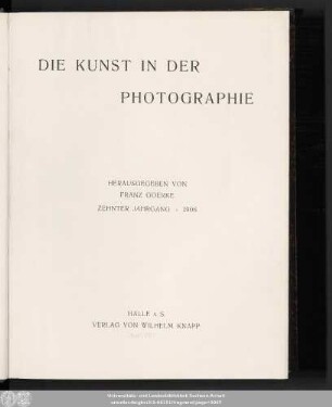 10.1906: Die Kunst in der Photographie