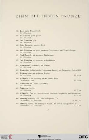 Zinn, Elfenbein, Bronze (Nr. 446-495)