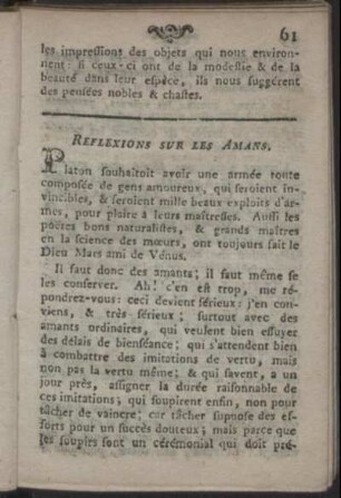 Reflexions sur les Amans