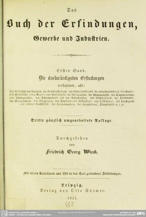 1: Die denkwürdigsten Erfindungen : enthaltend , als Die Geschichte des Papiers, der Buchdruckerkunst, des Naturselbstdrucks, ...