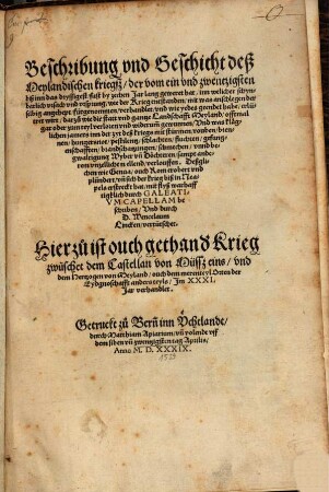 Beschreibungen deß Meylandischen Kriegß