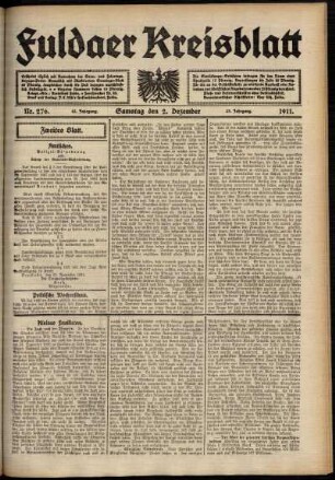 Zweite Ausgabe vom Samstag, den 02. Dezember 1911.