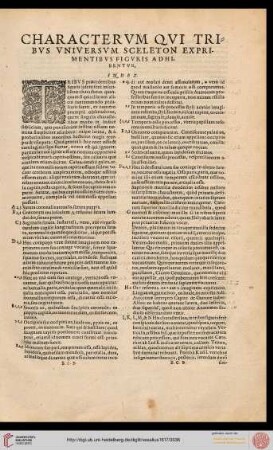 Characterum qui tribus universum sceleton exprimentibus figuris adhibentur, index