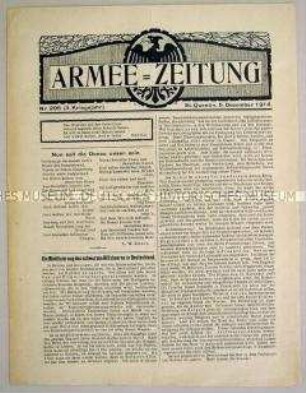 Nachrichtenblatt der 2. Armee "Armee-Zeitung" u.a. zur Versorgungslage in Deutschland (Kohle)