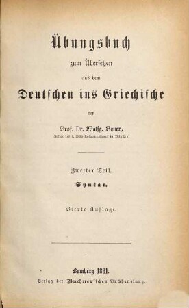 Übungsbuch zum Übersetzen aus dem Deutschen ins Griechische, 2