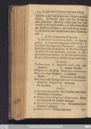 X. De Testimonio Diligentiae.