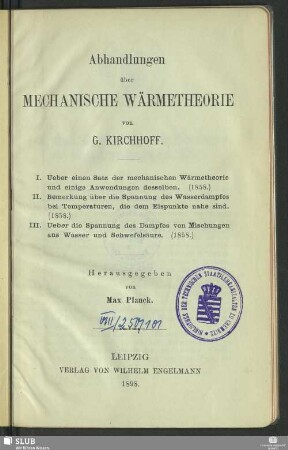 Abhandlungen über mechanische Wärmetheorie