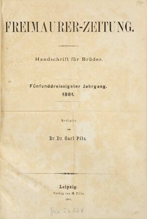 Freimaurer-Zeitung. 35. 1881