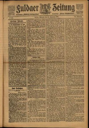 Erste Ausgabe vom Mittwoch, den 20. September 1905.