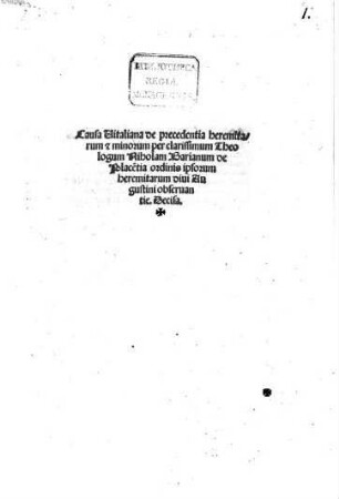 Causa Vitaliana de precedentia heremitarum et minorum decisa