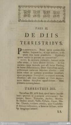 Pars II. De Diis Terrestribus