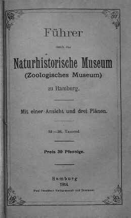 Führer durch das Naturhistorische Museum (Zoologische Museum) zu Hamburg