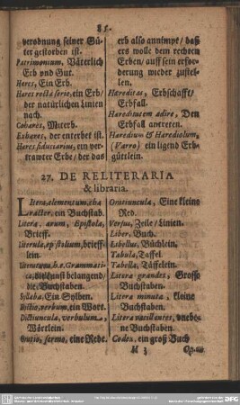 27. De Reliteraria & libraria