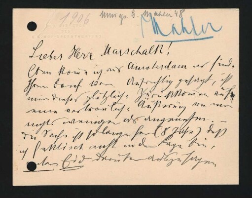 Briefkarte an Max Marschalk : [1906]