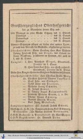 Großherzogliches Oberhofgericht.