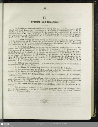 IV. Prämien und Benefizien