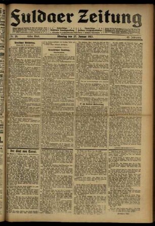 Erste Ausgabe vom Montag, den 27. Januar 1913.