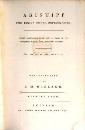 C. M. Wielands Sämmtliche Werke, 36. Aristipp : Vierter Band