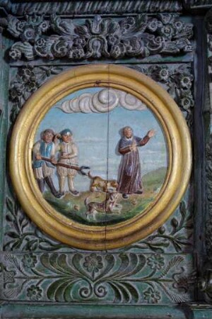 Frankreich. Bretagne. Finistere. Locronon. Eglise Saint Ronan. Holz Relief