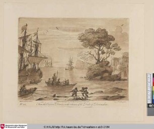 [Seehafen mit Sonnenuntergang und der Landung des Aeneas, genannt der "Morgen des römischen Reiches.]