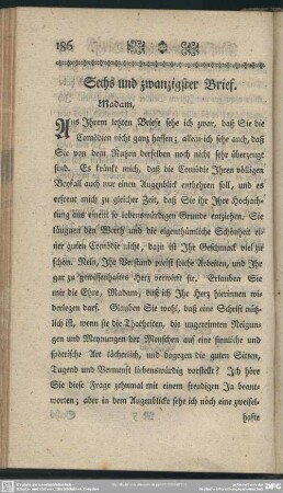 Sechs und zwanzigster Brief